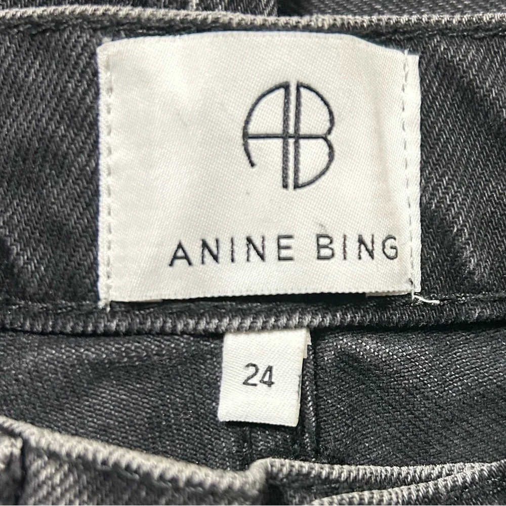 Anine Bing Sonya Straight Leg Jeans Dark Charcoal Size 24